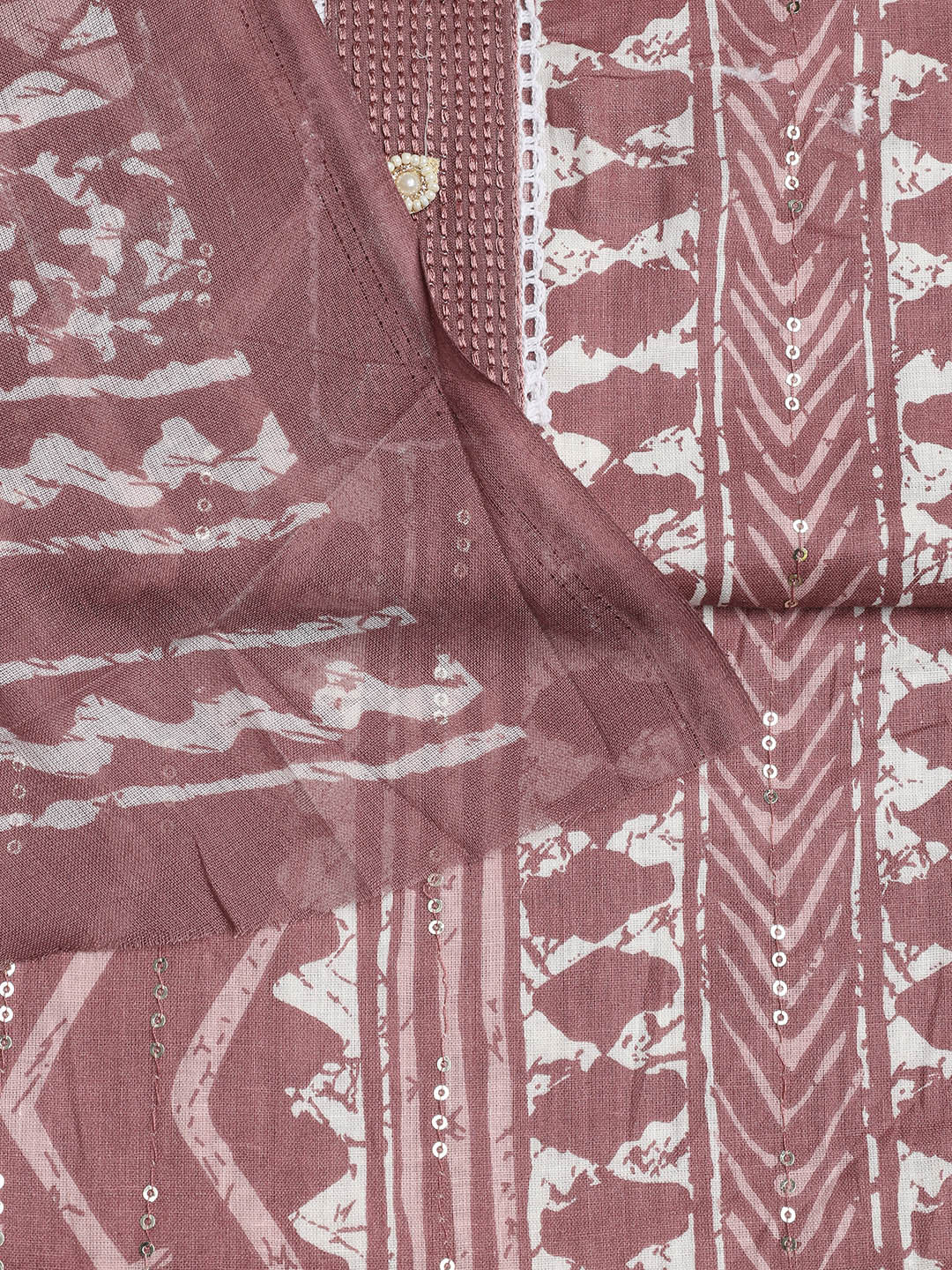 Printed Cotton Blend Unstitched Suit With Dupatta