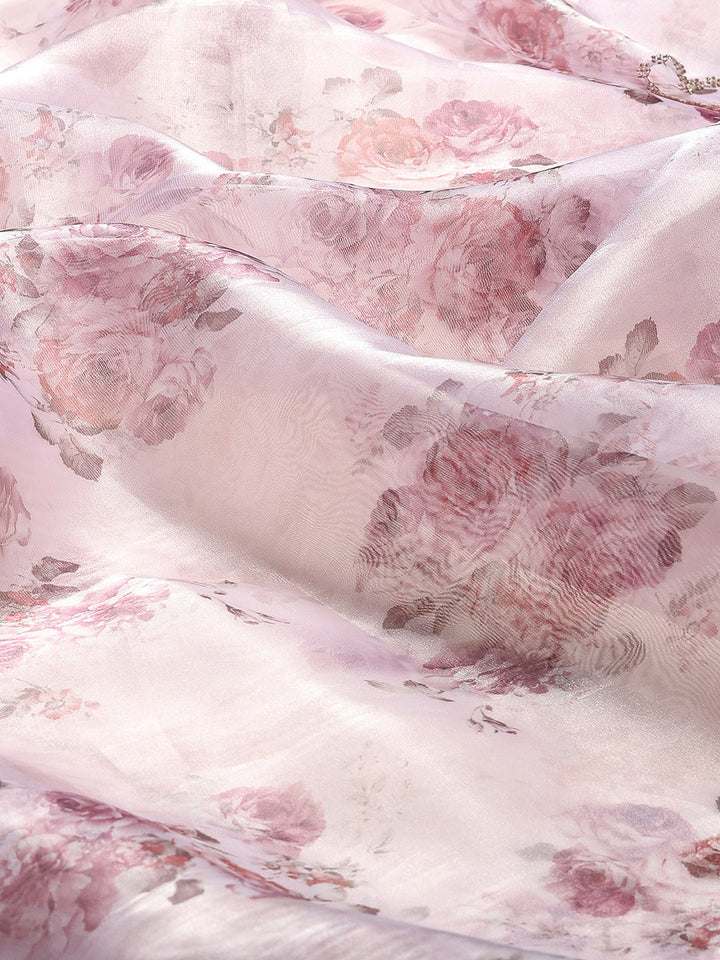 Digital Floral Printed Organza Saree