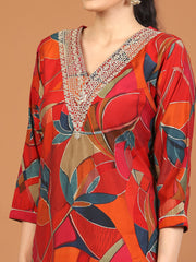 Printed Cotton Blend Kurta With Pants