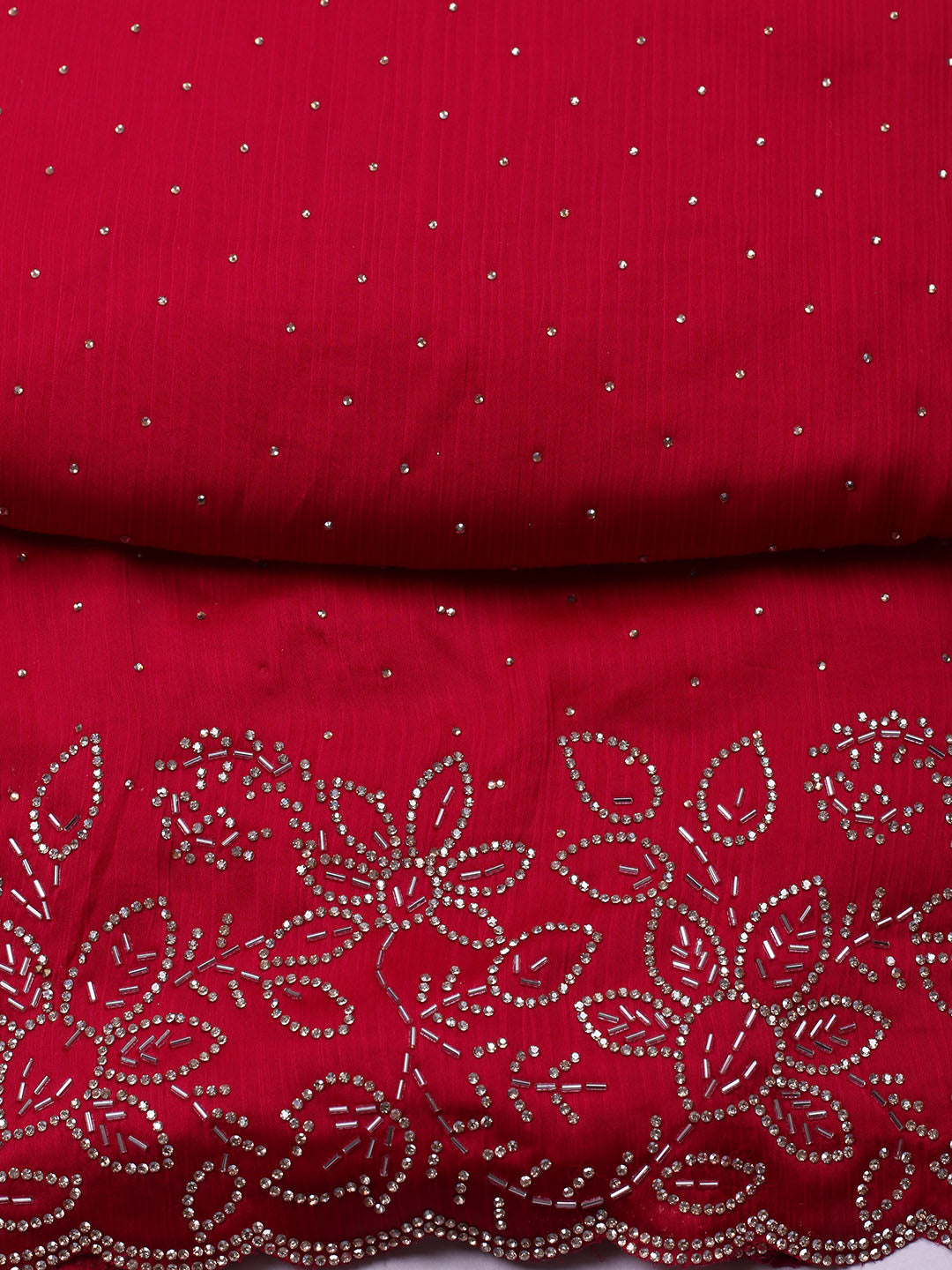 Embellished Chiffon Unstitched Suit With Pant &amp; Dupatta