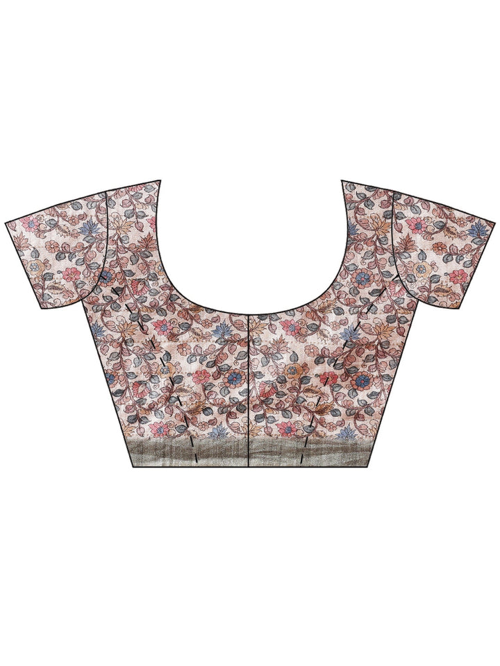 Floral Printed Tussar Silk Saree