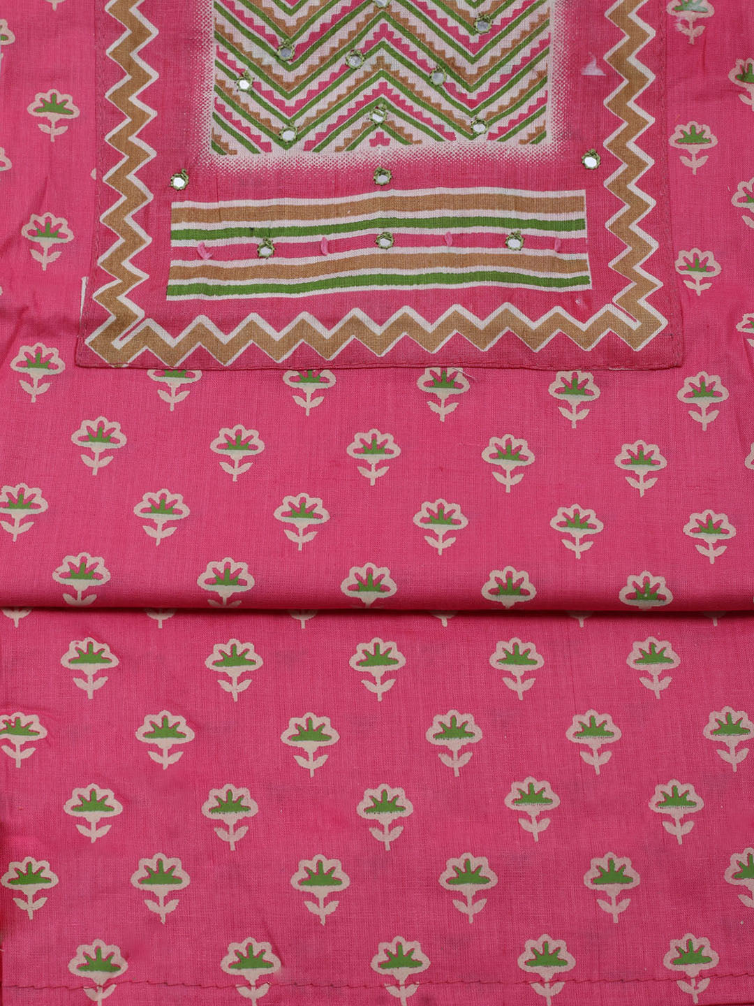Printed Cotton Blend Unstitched Suit With Dupatta