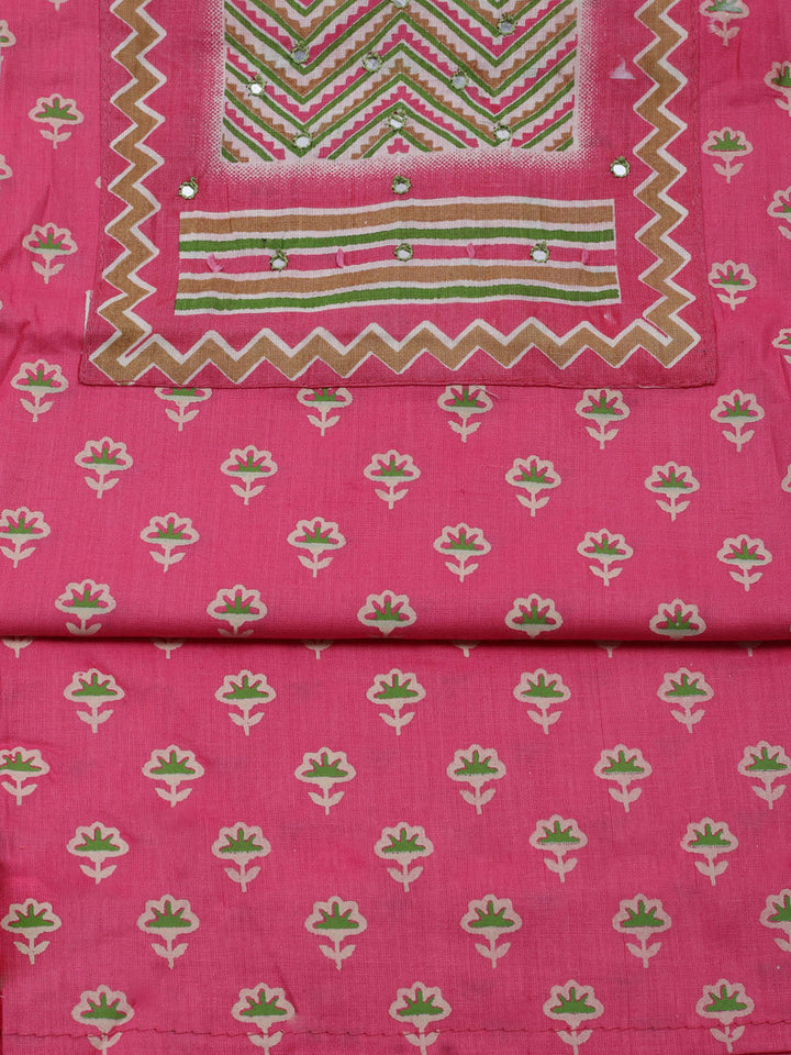 Printed Cotton Blend Unstitched Suit With Dupatta