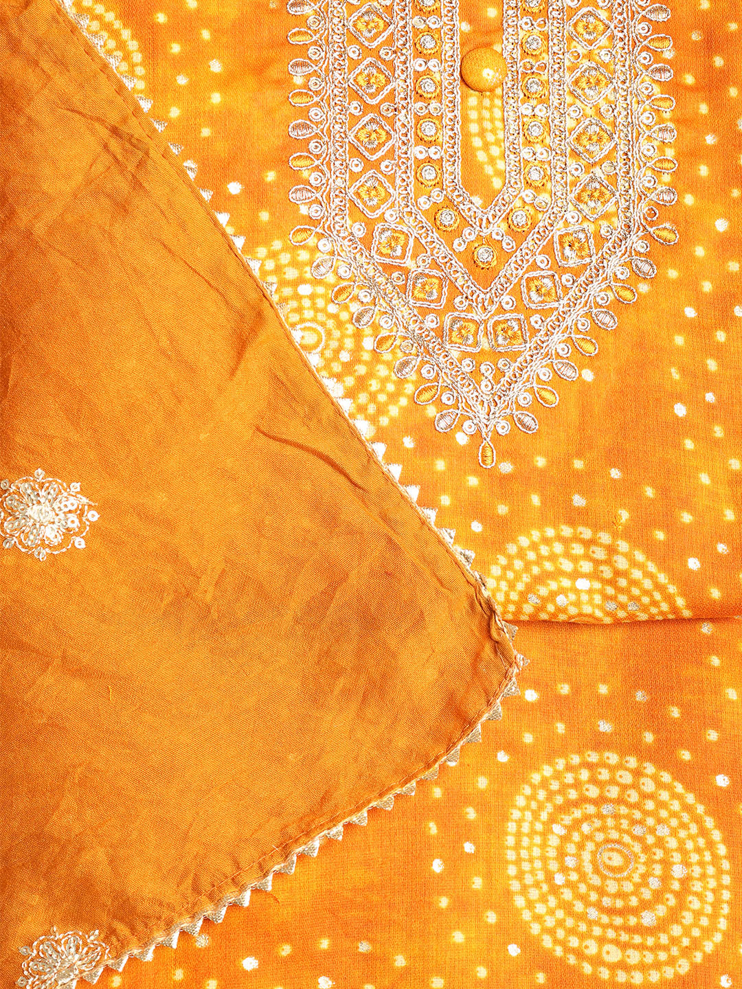 Neck Embroidered Cotton Blend Unstitched Suit With Dupatta
