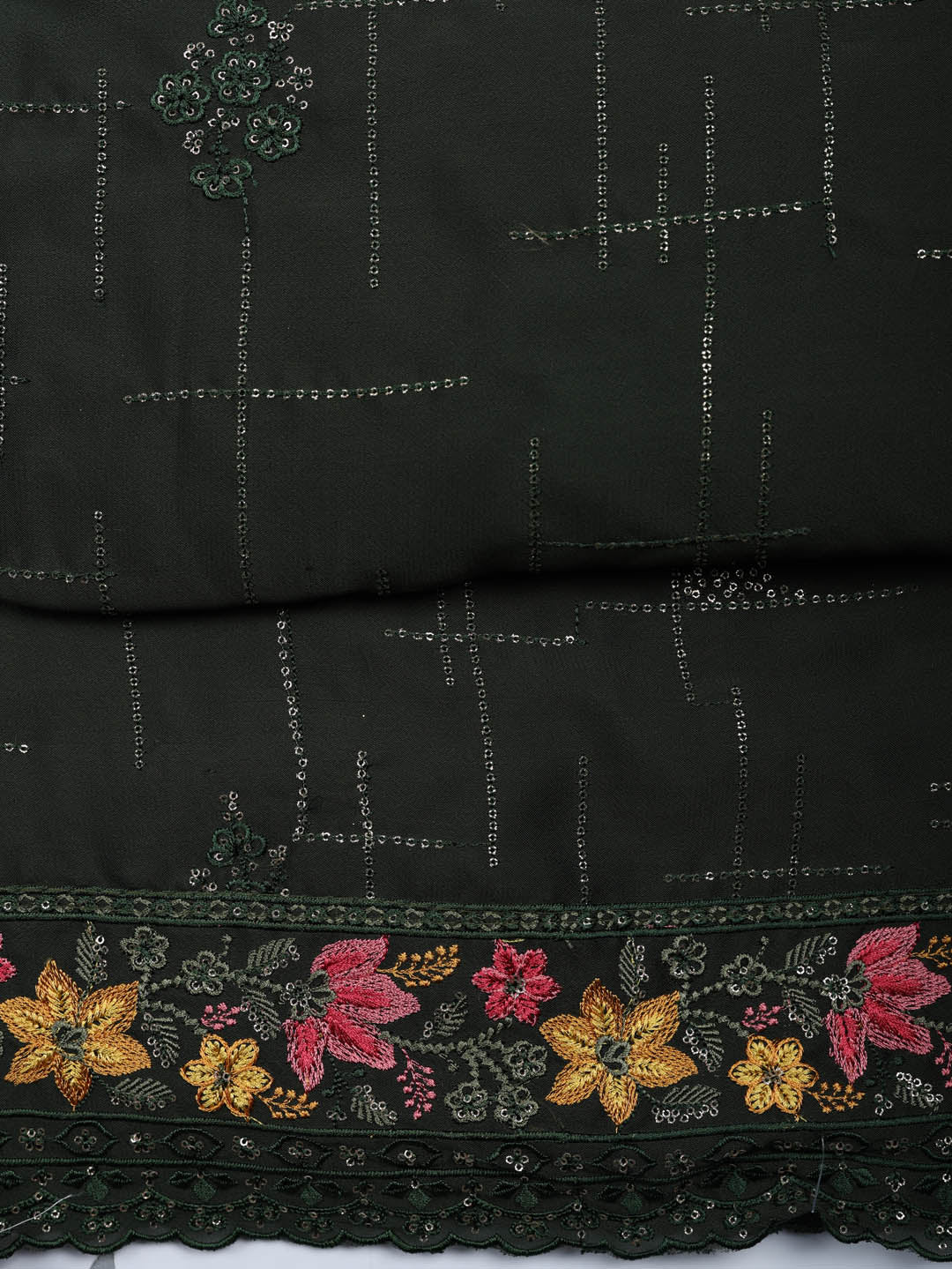 Woven Design Georgette Unstitched Suit With Pant &amp; Dupatta