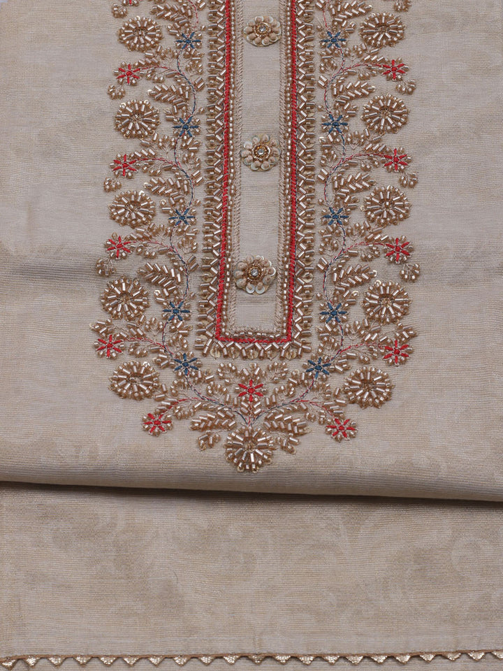 Neck Embroidered Tissue Unstitched Suit With Dupatta