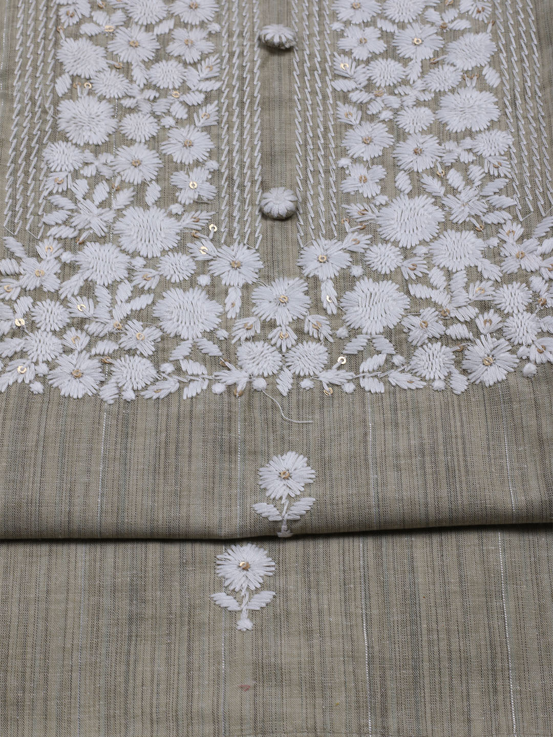 Neck Embroidered Cotton Blend Unstitched Suit With Dupatta