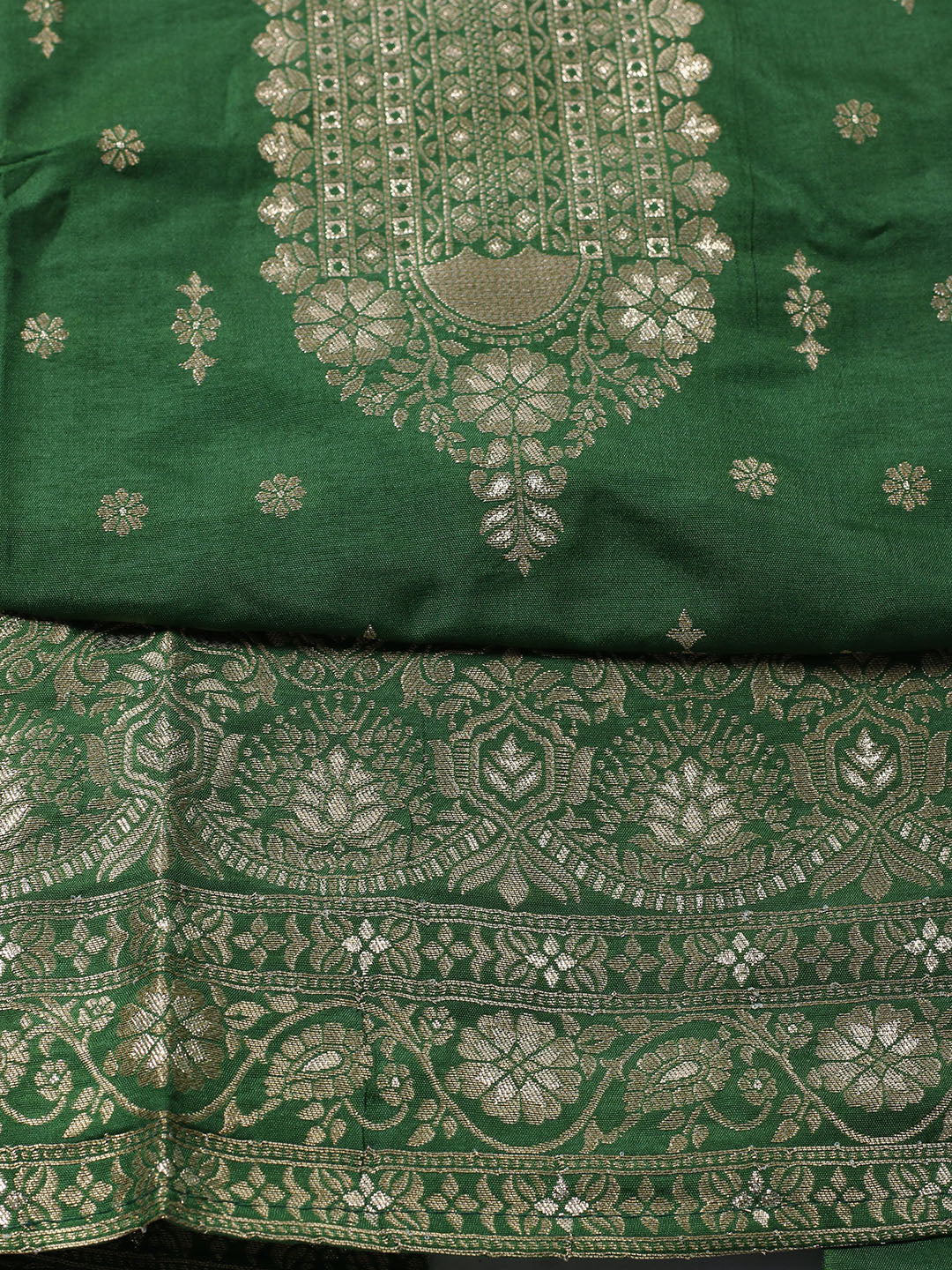 Neck Embroidered Chanderi Unstitched Suit With Dupatta
