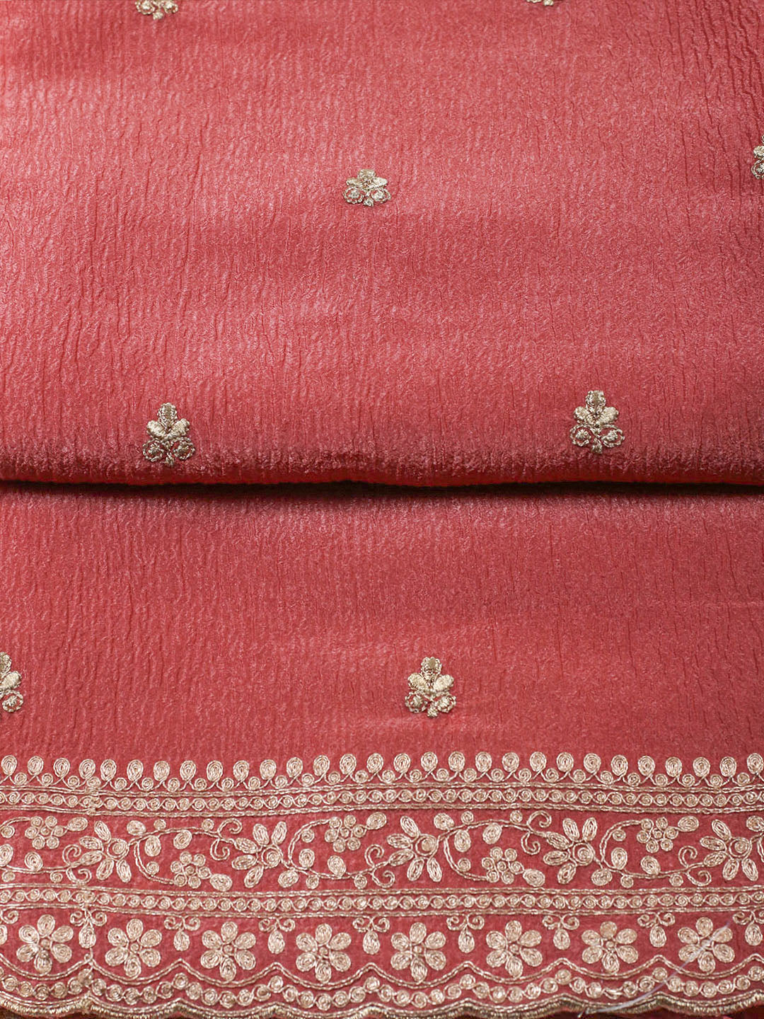 Woven Design Chanderi Unstitched Suit With Pant &amp; Dupatta