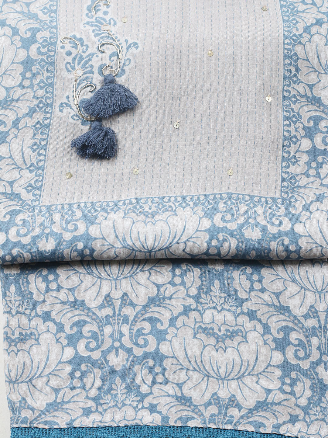 Printed Muslin Unstitched Suit With Pant &amp; Dupatta