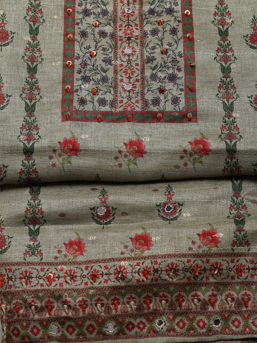 Embroidered Tussar Unstitched Suit With Dupatta