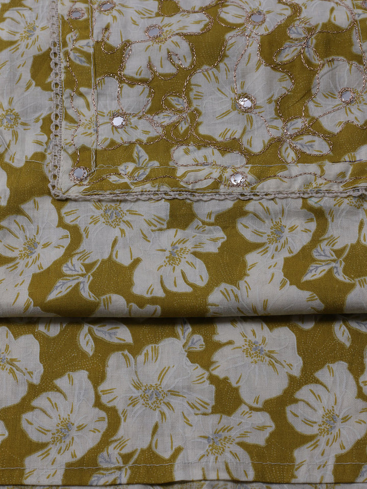 Printed Cotton Blend Unstitched Suit With Dupatta