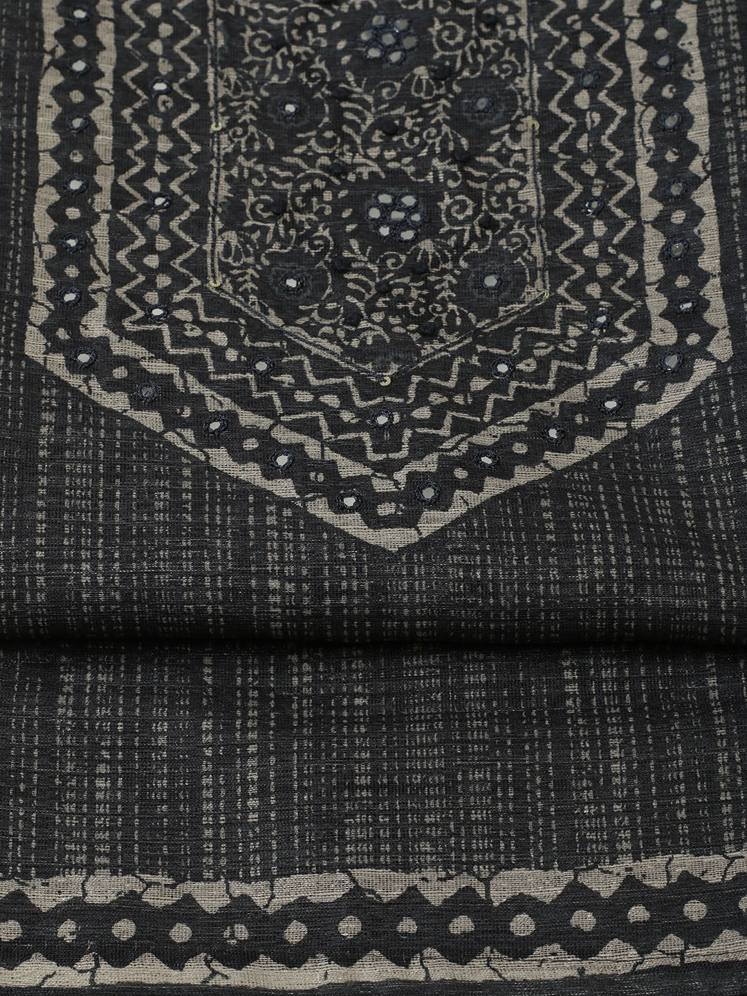 Printed Chanderi Unstitched Suit With Pant &amp; Dupatta
