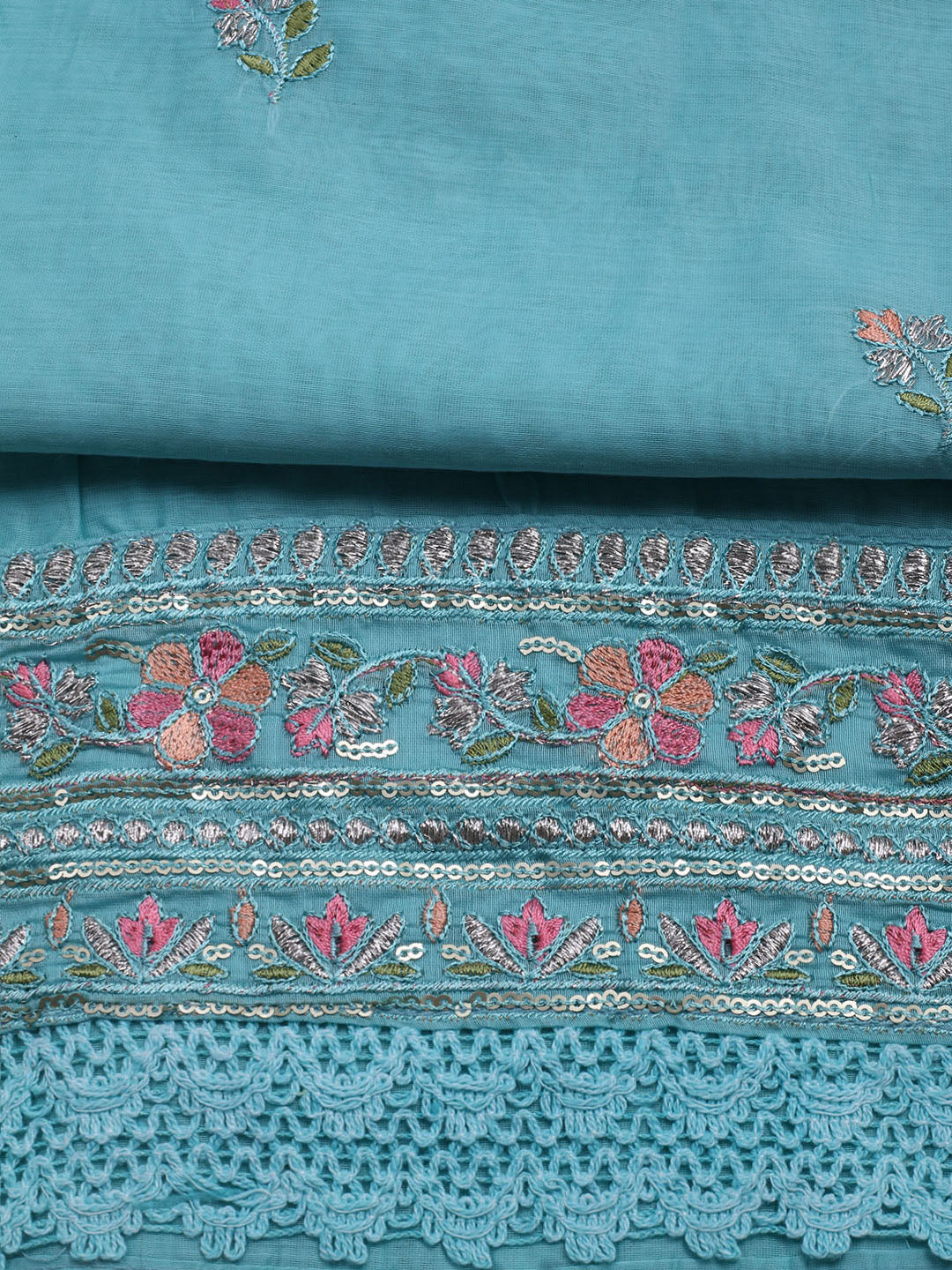 Embroidered Organza Unstitched Suit With Dupatta