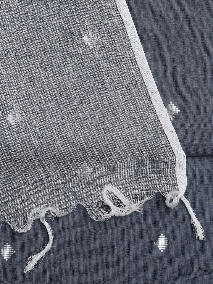 Neck Embroidered Cotton Blend Unstitched Suit With Dupatta