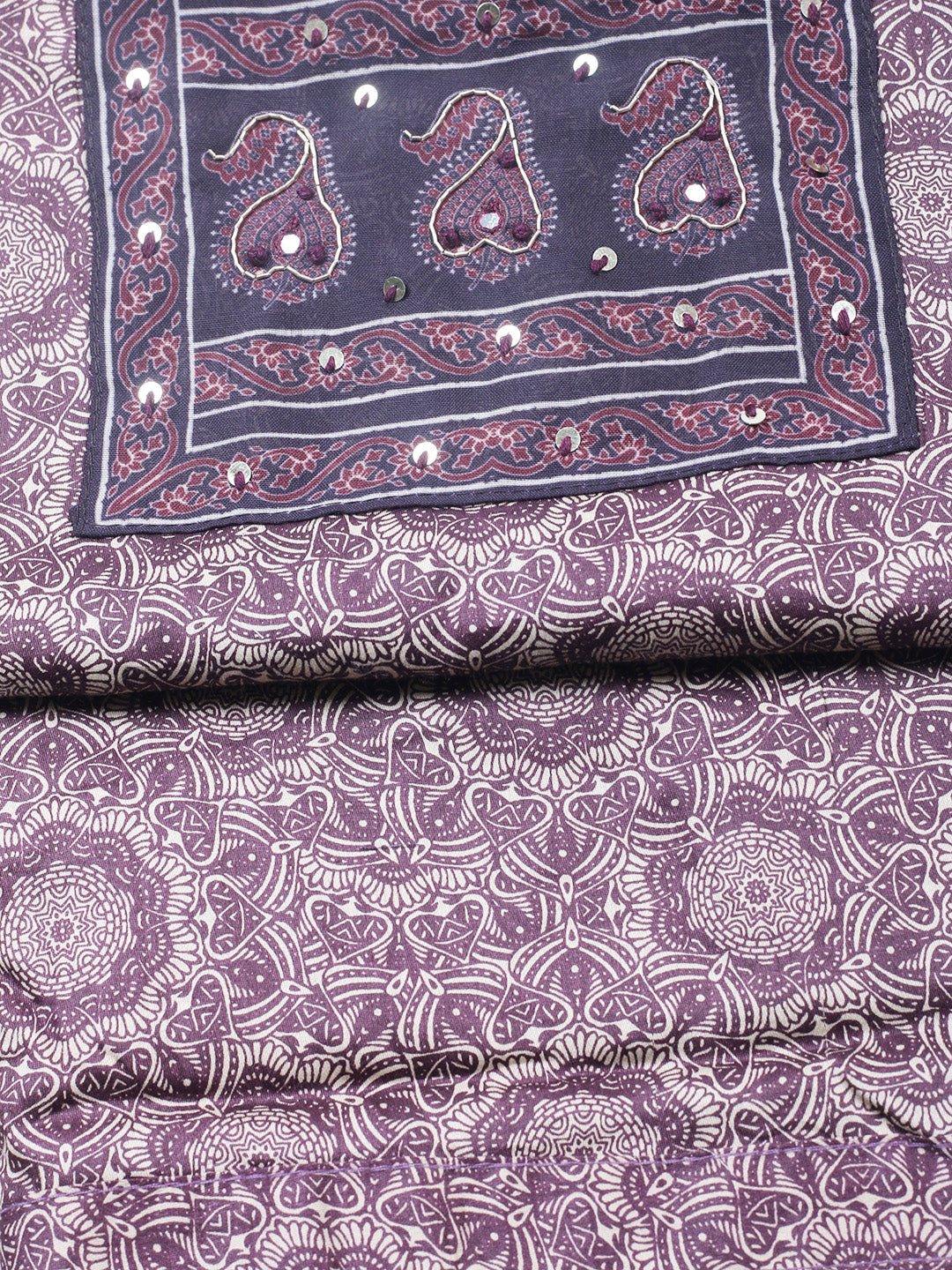 Printed Cotton Blend Unstitched Suit With Pant &amp; Dupatta