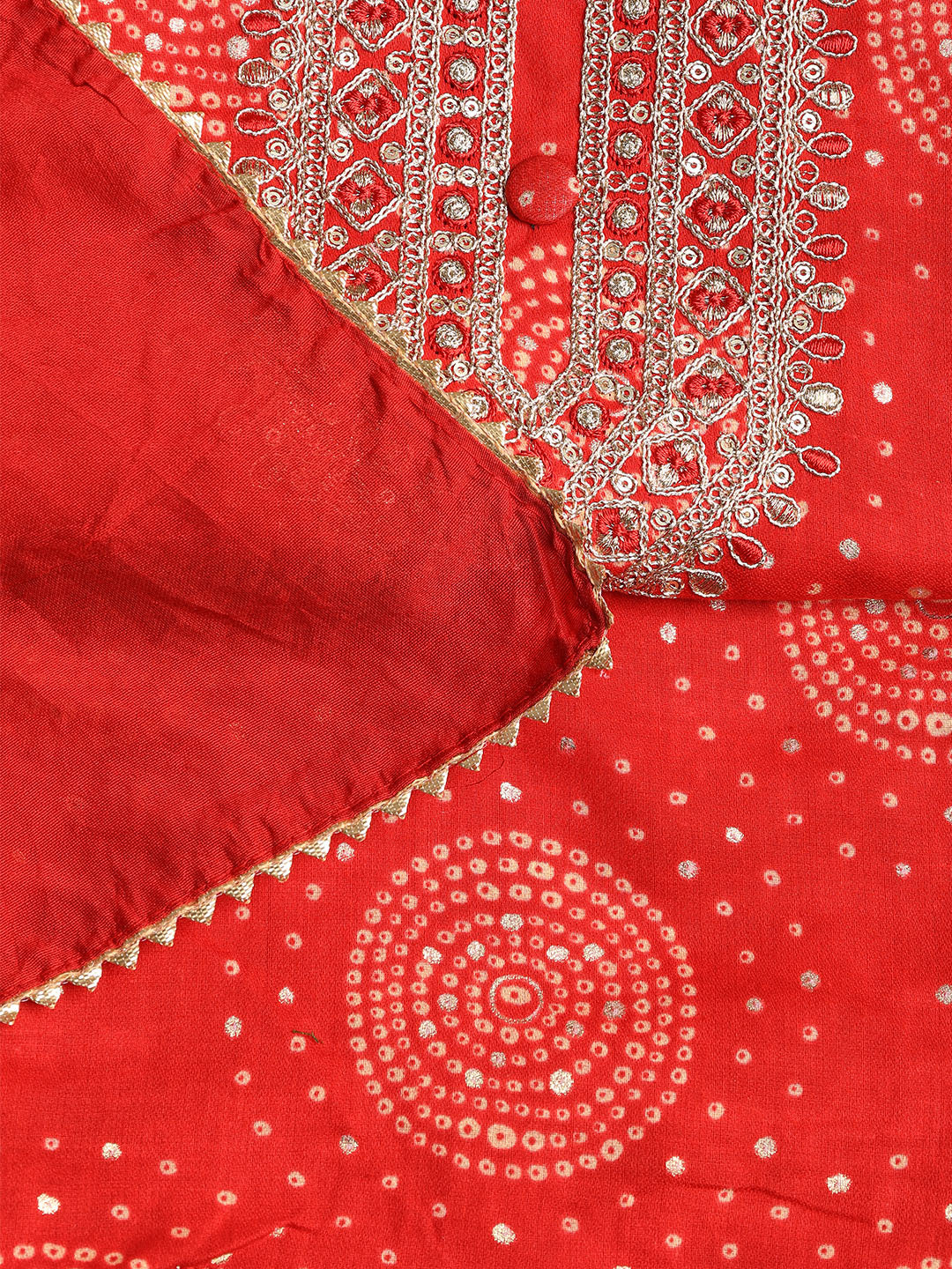 Neck Embroidered Cotton Blend Unstitched Suit With Dupatta