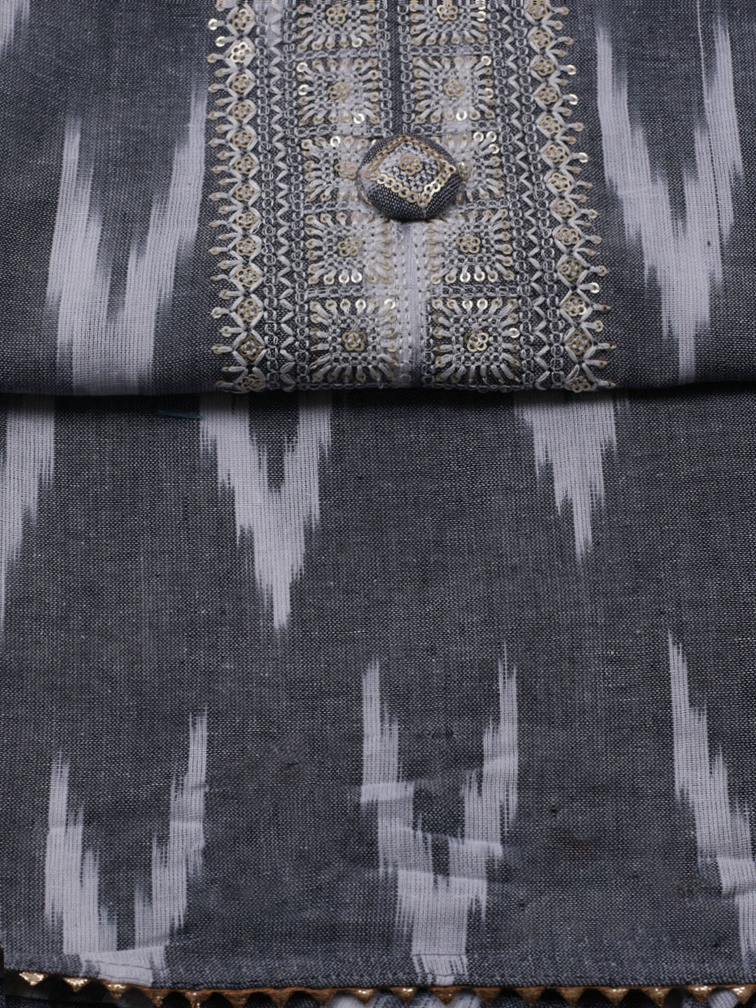 Neck Embroidered Cotton Blend Unstitched Suit Piece With Dupatta
