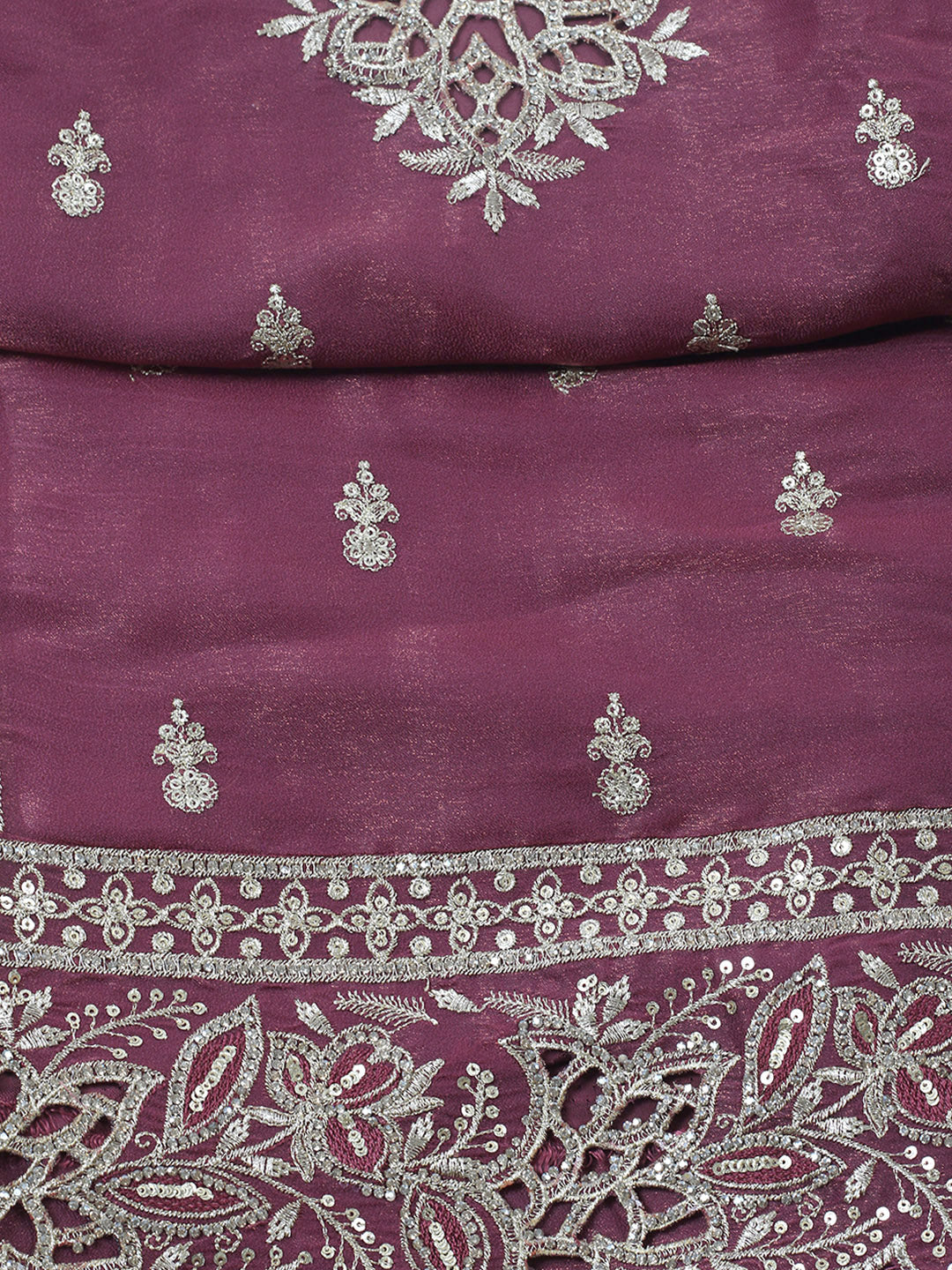 Embroidered Tissue Unstitched Suit With Pant &amp; Dupatta