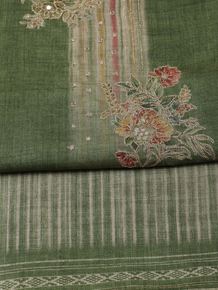 Embroidered Tissue Unstitched Suit With Pant &amp; Dupatta
