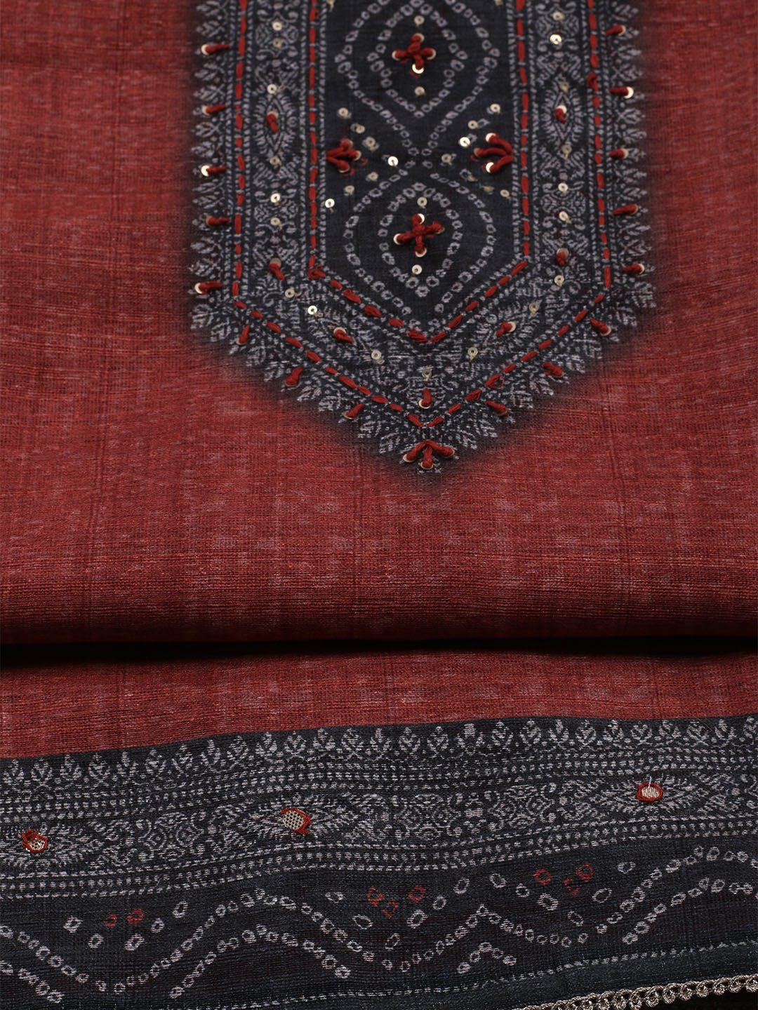 Printed Chanderi Unstitched Suit With Dupatta
