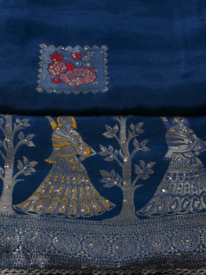 Woven Design Chanderi Unstitched Suit With Pant &amp; Dupatta