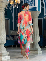 Floral Printed Cotton Straight Kurta With Palazzo