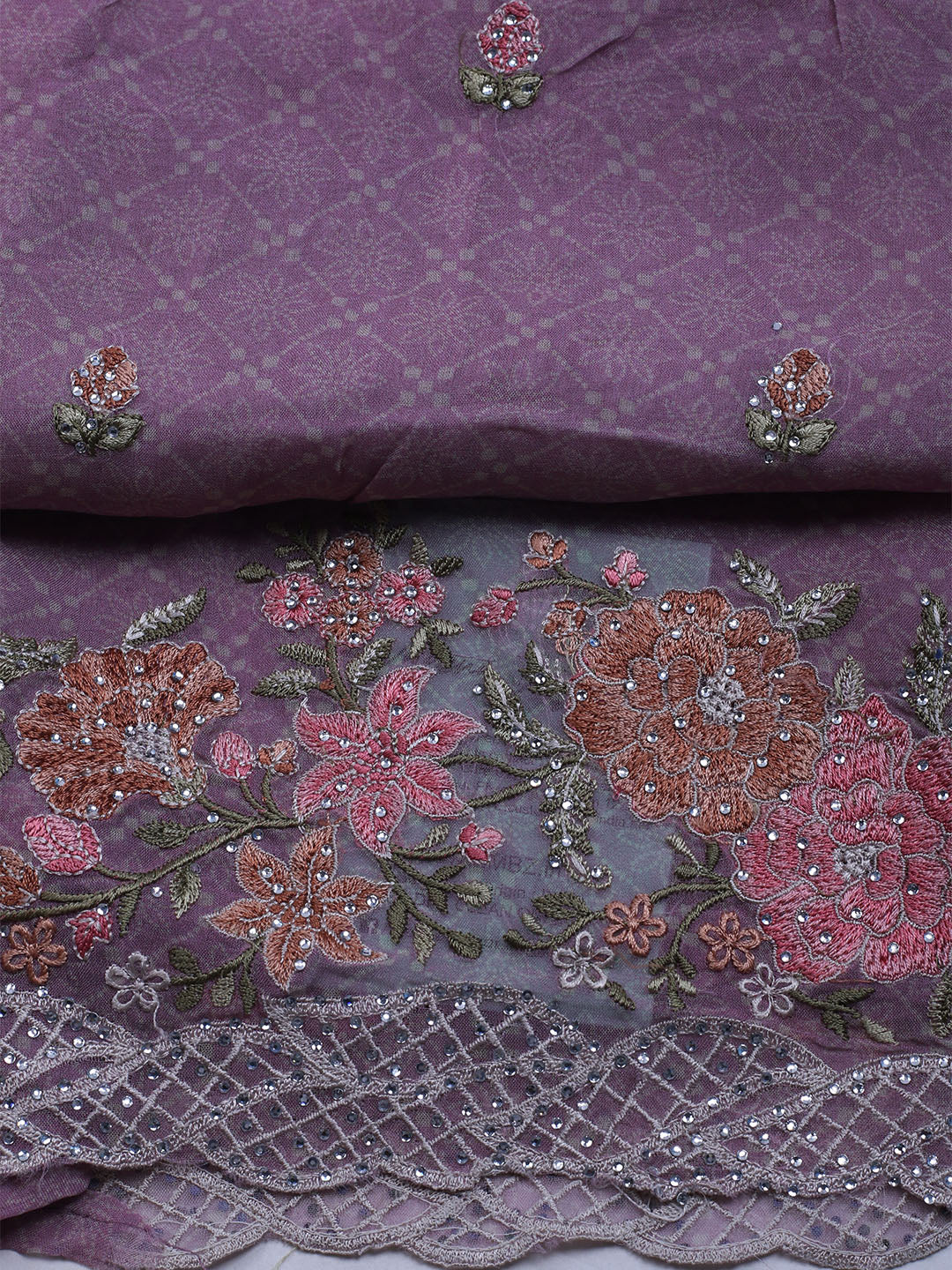 Embroidered Organza Unstitched Suit With Dupatta