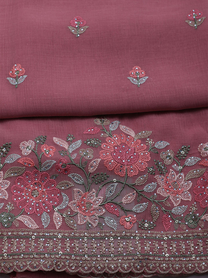 Embroidered Chiffon Unstitched Suit With Dupatta