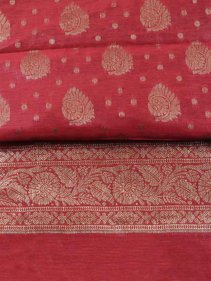 Banarasi Chanderi Unstitched Suit With Pant &amp; Dupatta