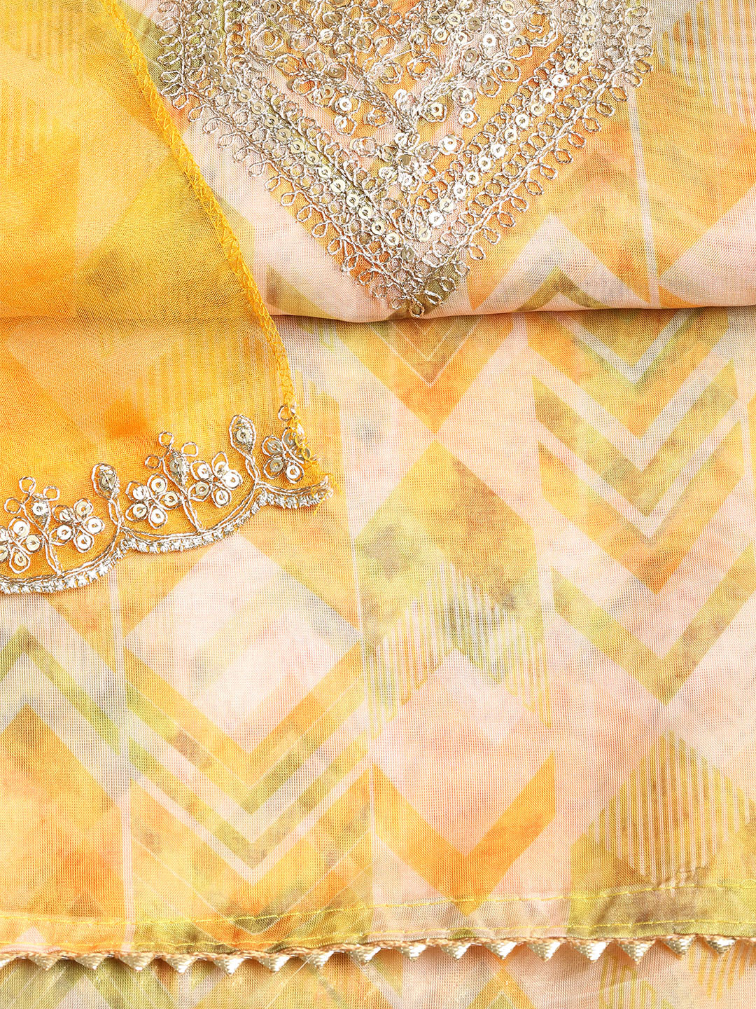 Embroidered Organza Unstitched Suit With Dupatta