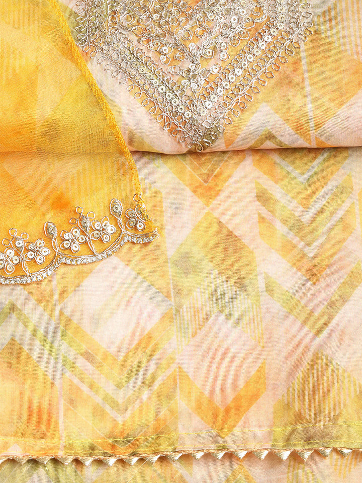 Embroidered Organza Unstitched Suit With Dupatta