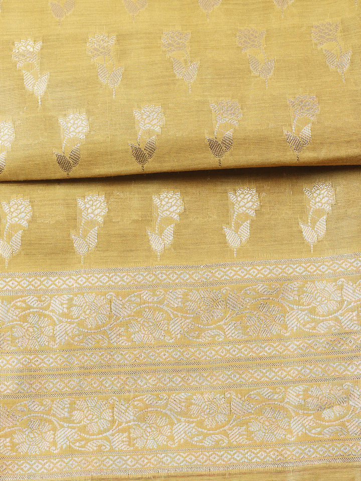 Woven Design Chanderi Unstitched Suit With Pant &amp; Dupatta