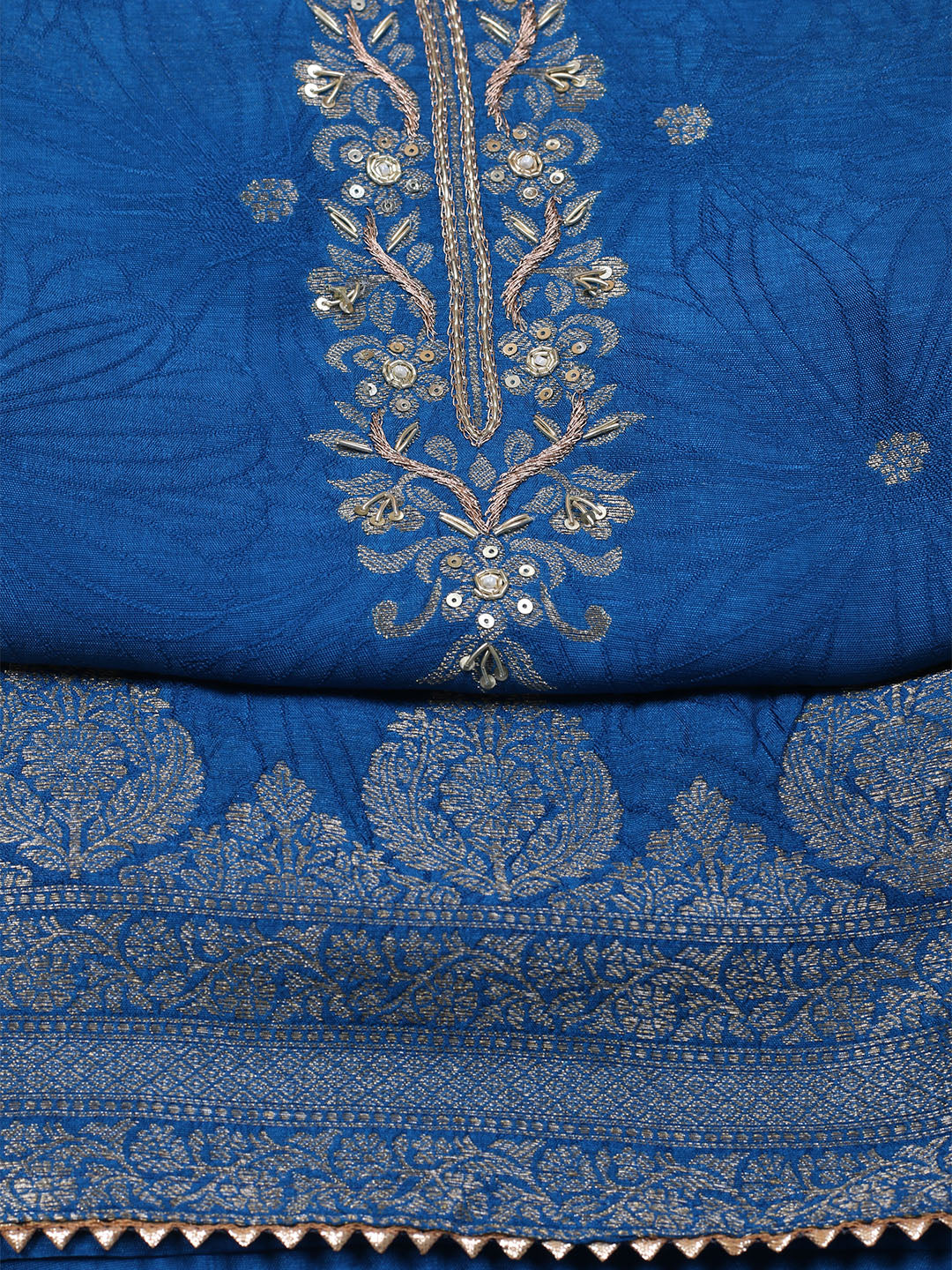 Kanjeevaram Chanderi Unstitched Suit With Dupatta