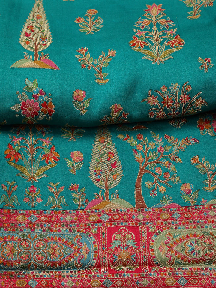 Woven Design Satin Unstitched Suit With Pant &amp; Dupatta