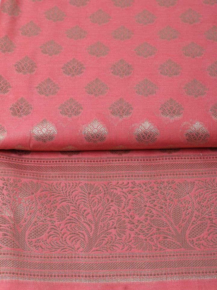 Woven Design Chanderi Unstitched Suit With Pant &amp; Dupatta
