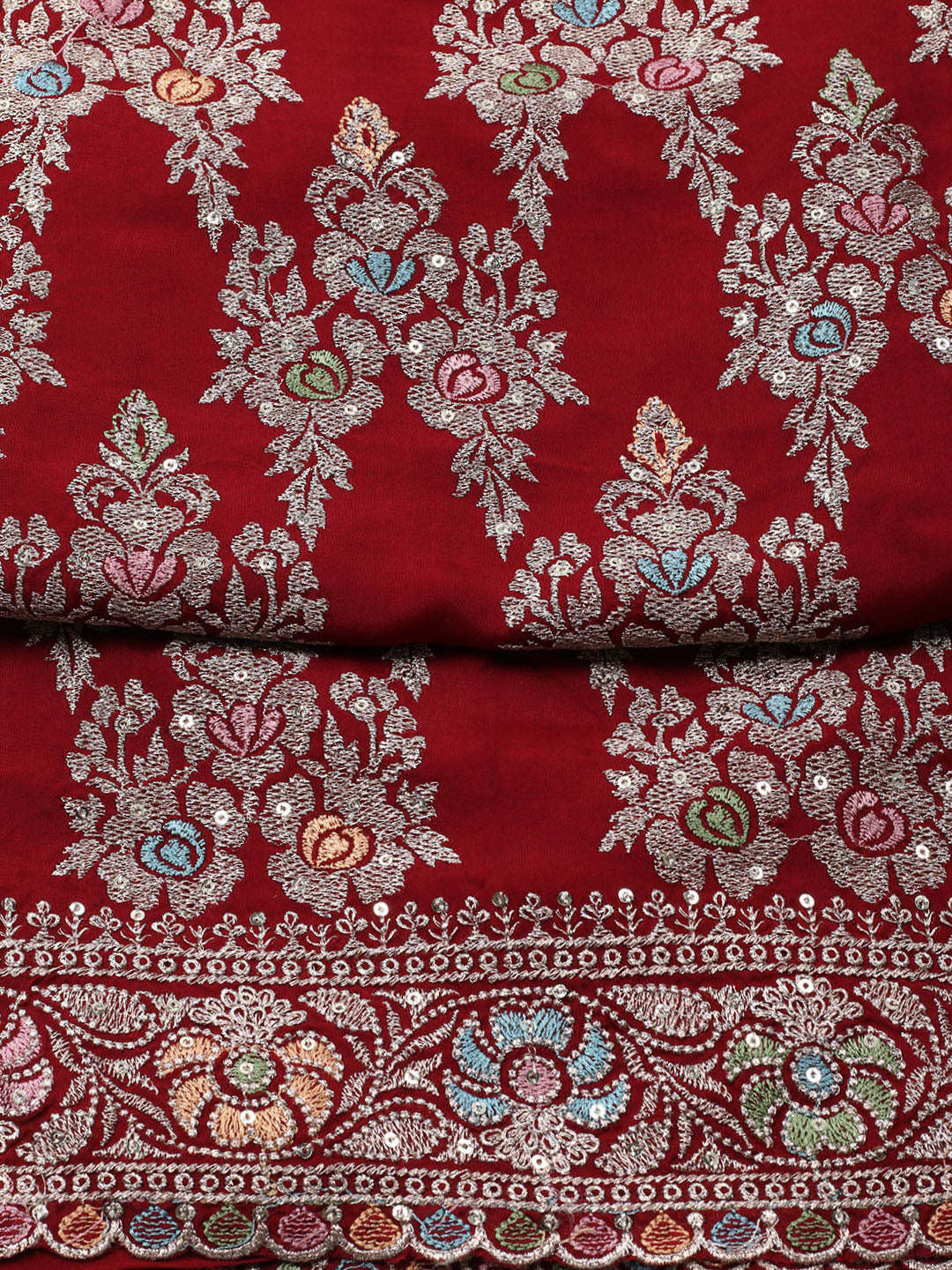 Embroirdred Oraganza Unstitched Suit With Dupatta