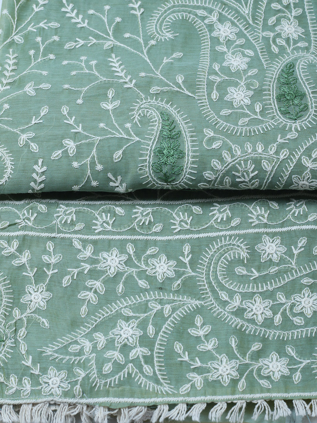Embroidered Cotton Blend Unstitched Suit With Pant &amp; Dupatta