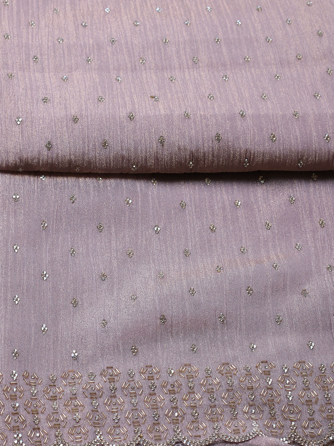 Embellished Tissue Unstitched Suit With Pant &amp; Dupatta