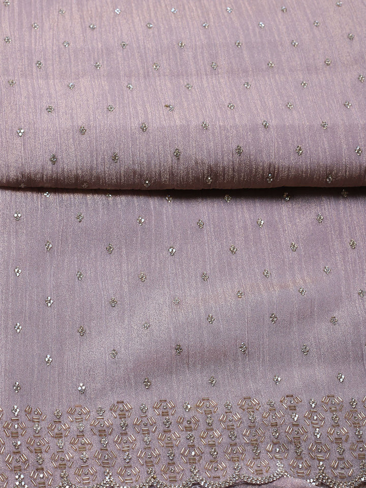 Embellished Tissue Unstitched Suit With Pant &amp; Dupatta