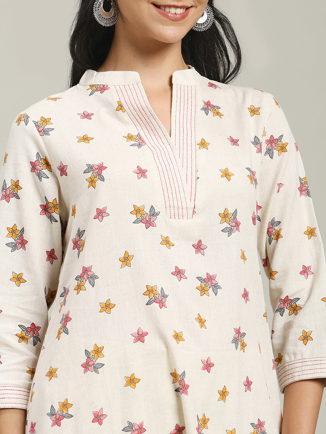 Printed Cotton Blend Kurta With Pants