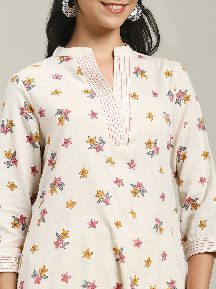Printed Cotton Blend Kurta With Pants