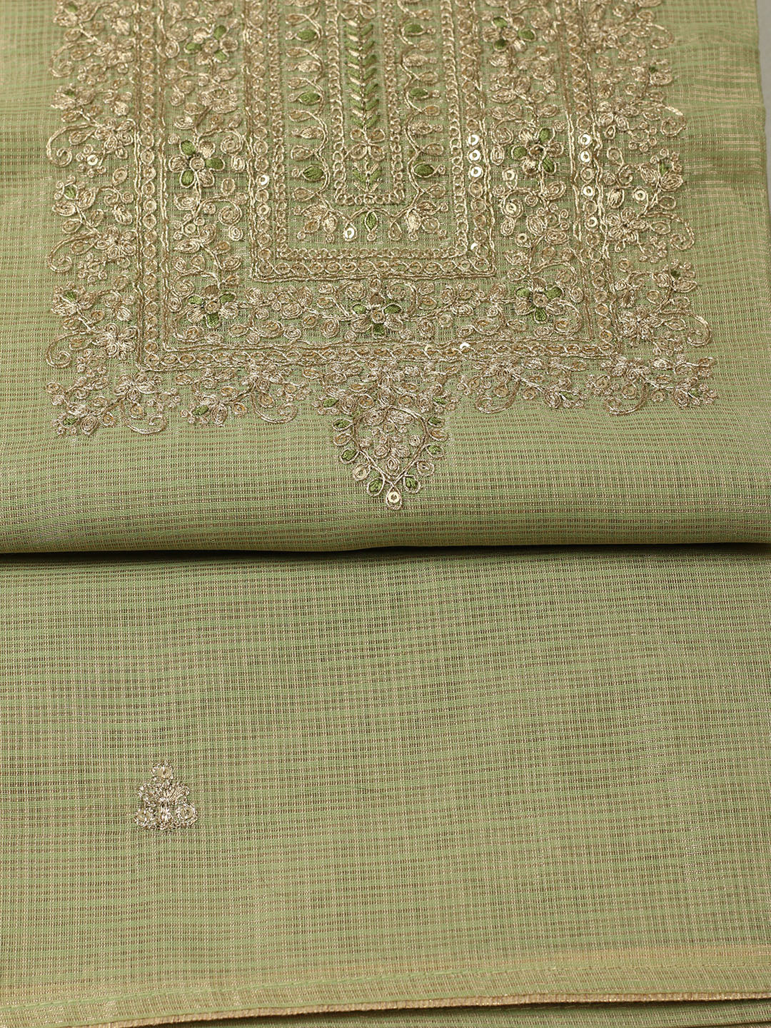 Embroidered Tissue Unstitched Suit With Pant &amp; Dupatta