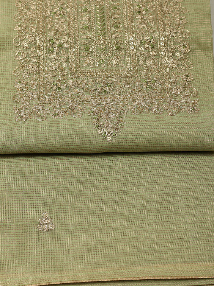 Embroidered Tissue Unstitched Suit With Pant &amp; Dupatta