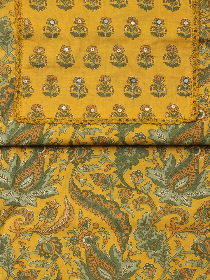 Embroidered Cotton Blend Unstitched Suit With Pant &amp; Dupatta