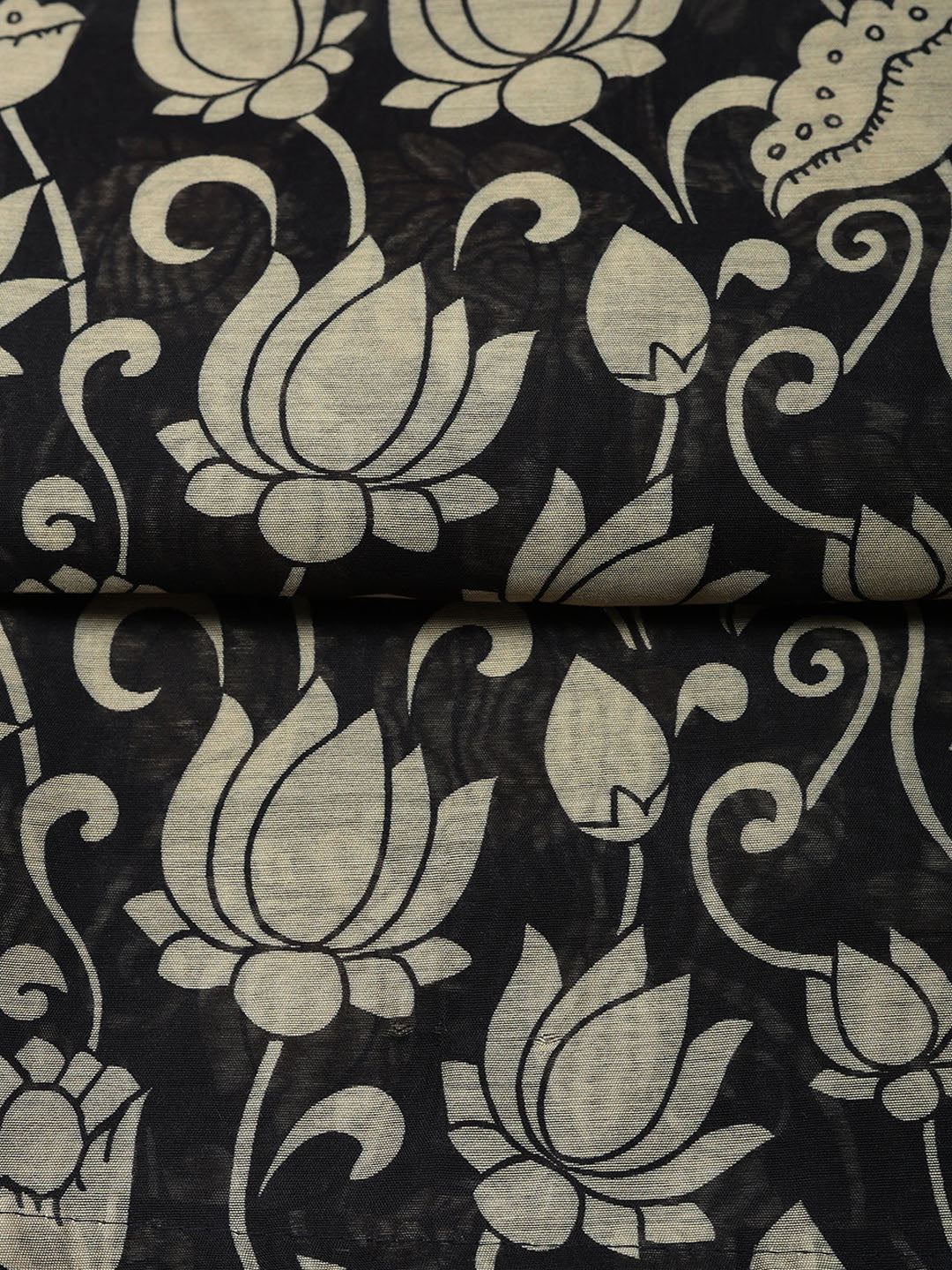 Printed Chanderi Unstitched Suit With Pant &amp; Dupatta