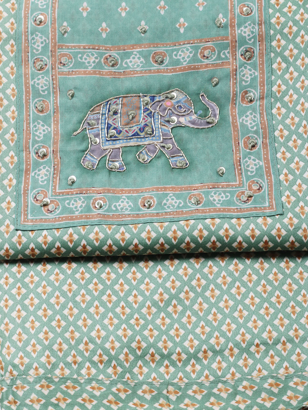 Printed Cotton Blend Unstitched Suit With Pant &amp; Dupatta