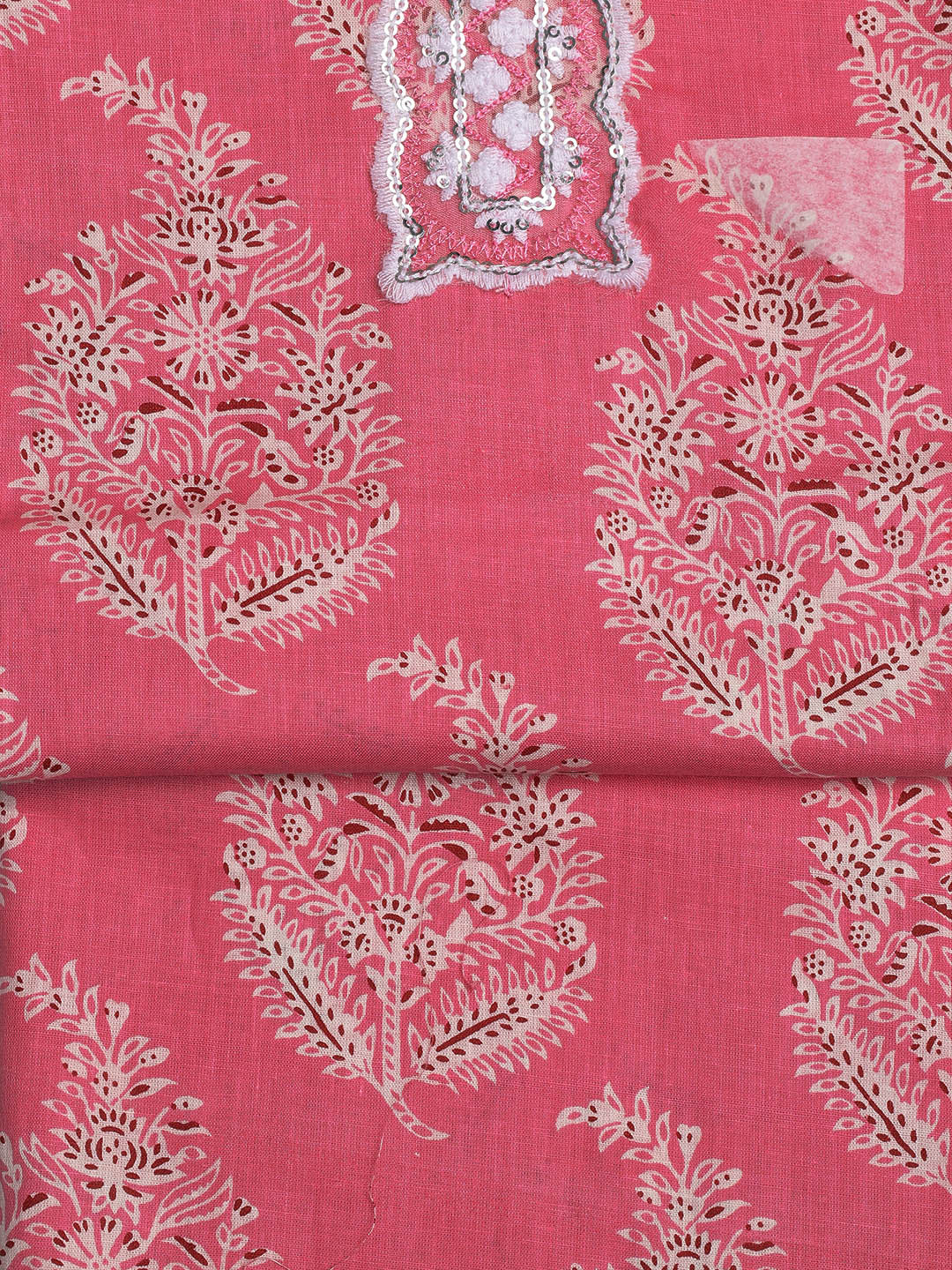 Printed Cotton Blend Unstitched Suit With Dupatta