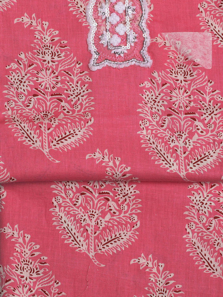 Printed Cotton Blend Unstitched Suit With Dupatta