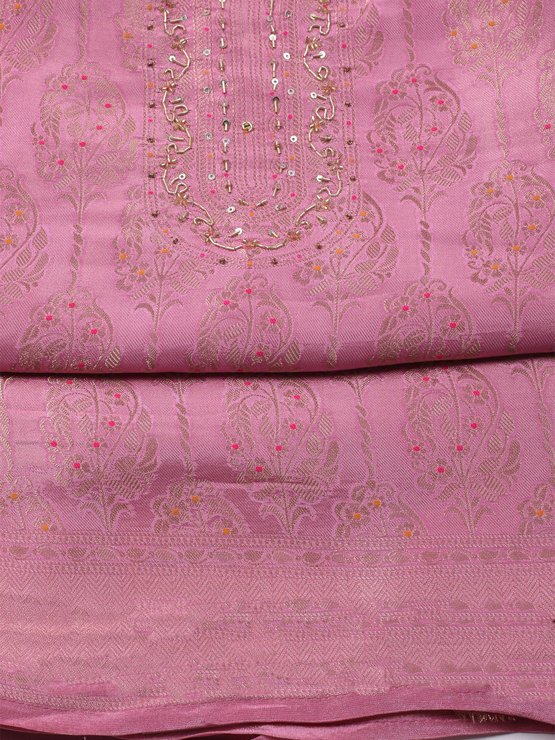 Brocade Chanderi Unstitched Suit With Dupatta